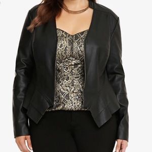 Torrid Black peplum ruffles leather jacket 2x